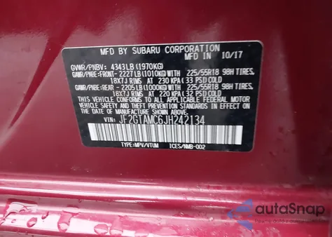 2018 Subaru Crosstrek 2.0I Limited из США, поврежденный, VIN JF2GTAMC6JH242134